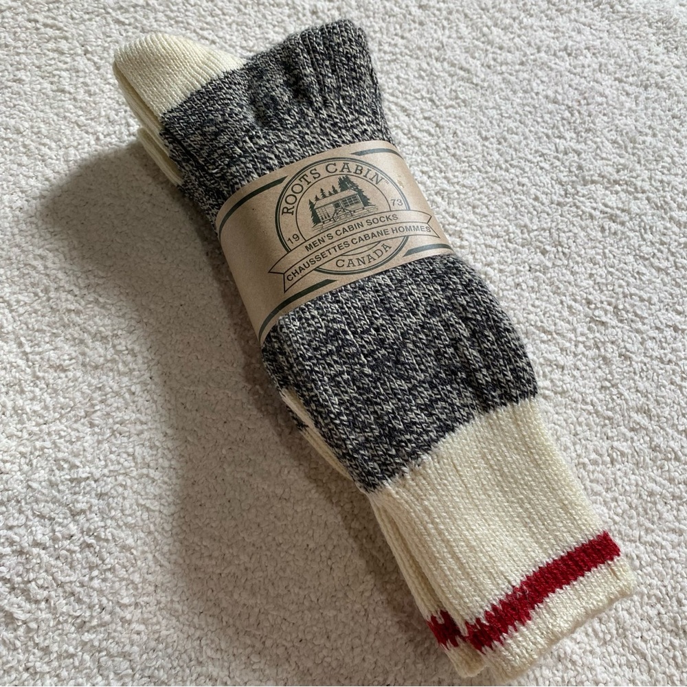 NWT Classic Mens Roots Cabin Wool Blend Socks 3 Pack